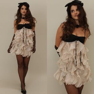 Queen Drama Blush Mini Dress Pink Ruffle Size S